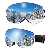 Gafas de esquí, gafas de moto de nieve, gafas de esquí esféricas grandes totalmente revestidas, antivaho, esenciales para deportes de invierno (C12)