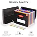 Sooez Accordion File Organizer, 13 Pockets Expanding File Folder, Portable Monthly Paper Bill Tax Receipt Organizer, Letter A4 Size Document Holder with Blank Labels, Black