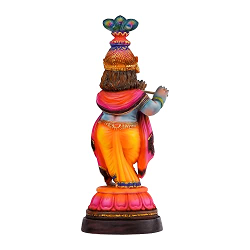 Newven Handcrafted Krishna Murti Showpiece Hindu God Idol Decorative Statue Figurine for Home Decor Gifts for House Warming for Living Room, Multicolour, 33 X 13 X 10 CM