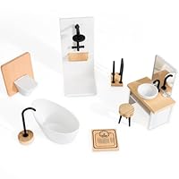 Puppenhaus Zubehör,Puppenhaus Möbel Badezimmer Möbel Badezimmer Miniatur Puppenhaus Dollhouse Furniture Puppenhaus Holz Miniatur Möbel Puppenstubenmöbel Puppen Zubehör Spielzeug