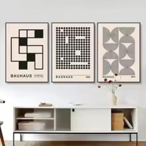 Impression géométrique lin TONGYINLI triptyque vintage 60x80