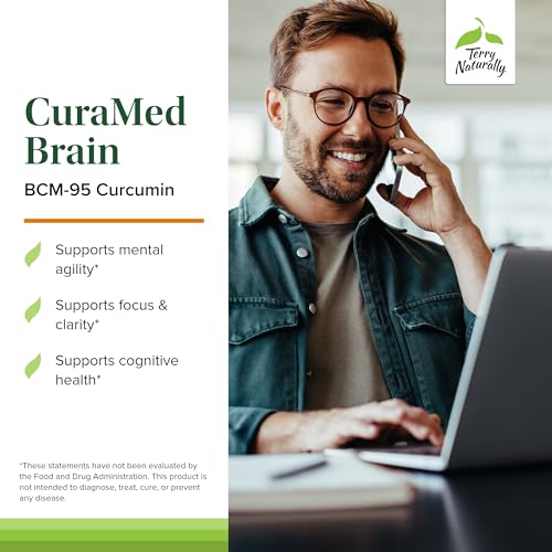Terry Naturally Curamed Brain - 60 Softgels - BCM-95 Curcumin & Vitamin D3 Supplement, Supports Brain Health, Mental Clarity & Focus - Non-GMO, Gluten-Free - 30 Servings - Image 4