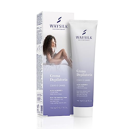 Waysilk | Crema Depilatoria Corpo Con Acido Ialuronico e Aloe Vera, Pelle Liscia a Lungo, 150ml