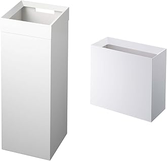 YAMAZAKI Alloy Steel Home 4488 Tall Trash Can-Modern Garbage Waste Basket Bundle with Plastic Trash Can-Modern Garbage Waste Basket