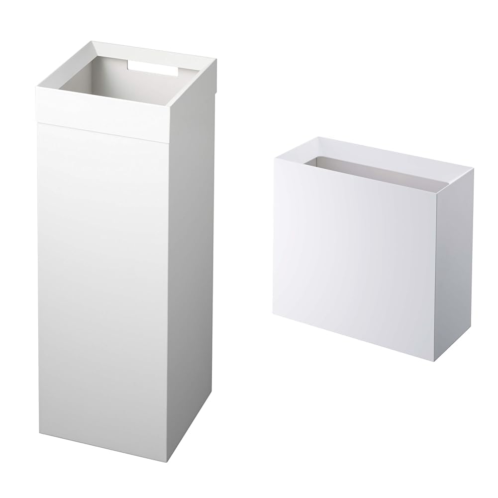 YAMAZAKI Alloy Steel Home 4488 Tall Trash Can-Modern Garbage Waste Basket Bundle with Plastic Trash Can-Modern Garbage Waste Basket