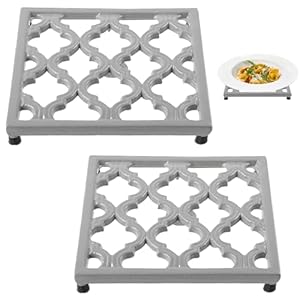 Square 2pack Cast Iron Trivet, Gray Metal Trivets for Kitchen Dining, Hot Pot Holder Hot Pads for Table & Countertop, Heat Resistant Teapot Trivet Mat Square 2pack Cast Iron Trivet Gray Metal Trivets for Kitchen Dining Hot Pot Holder Hot Pads for Table Countertop Heat Resistant Teapot Trivet Mat