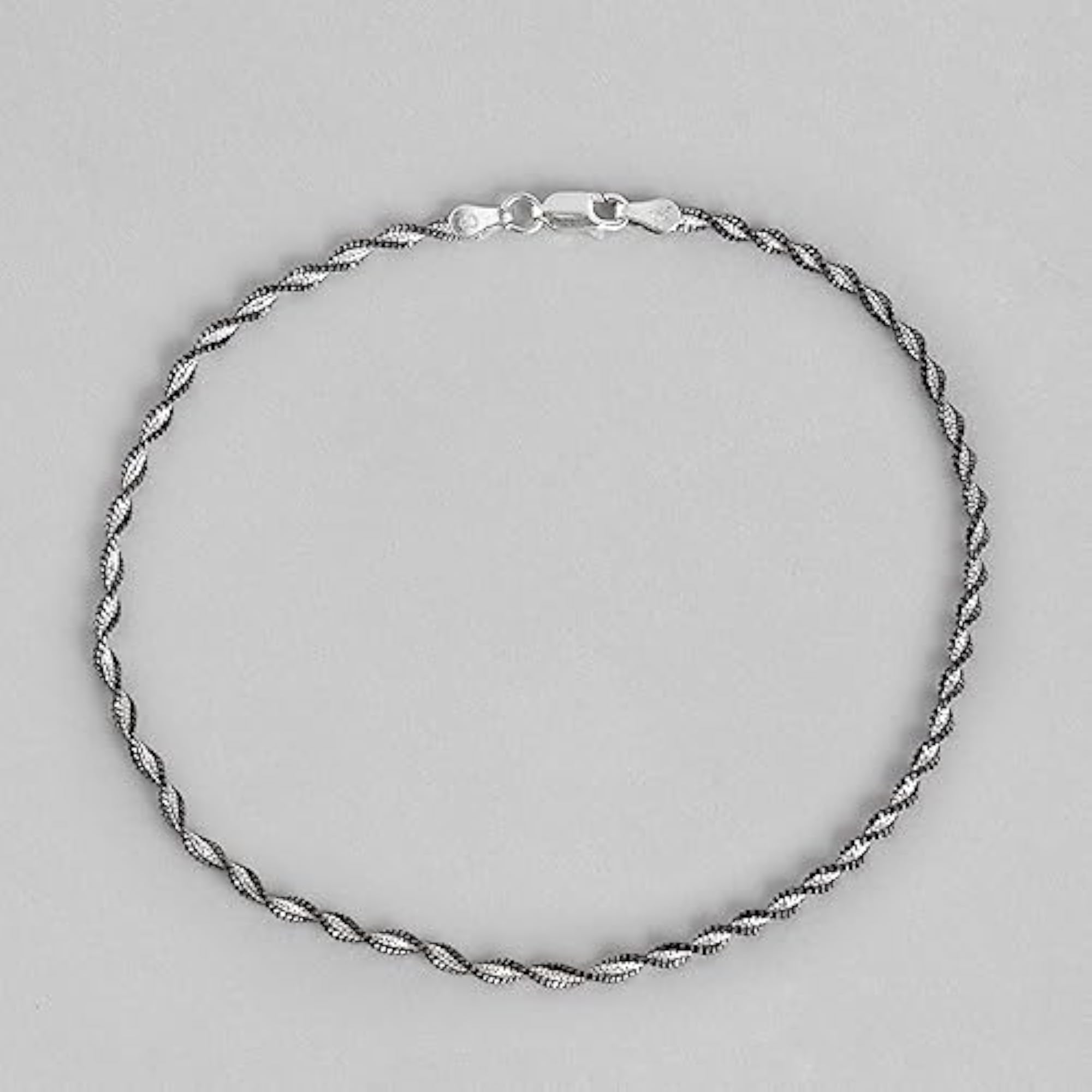 925 Sterling Silver Twisted Chain Anklet