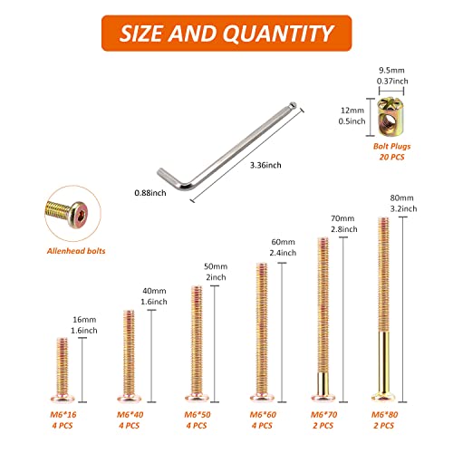 Crib Screws Hardware Replacement Kit 20 Set Baby Bed