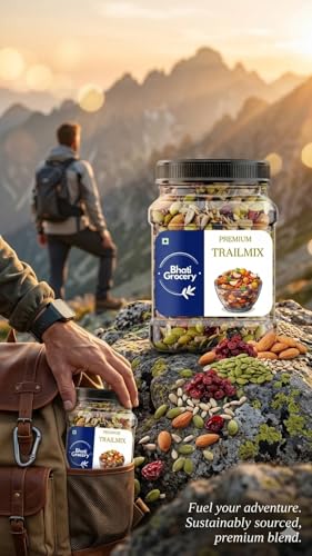 Image of Bhati Grocery Trail Mix | Crunchy Nuts and Dried Fruits Blend | Perfect Energy Snack for Travel, Gym, and Work | Ideal for Smooth Energy Boost (100gm)