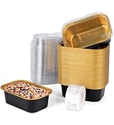 Witheeyou 50 Pack Mini Aluminum Foil Ramekins with Lids, 5.7oz/168ml Cake Pans with Lids, Rectang...