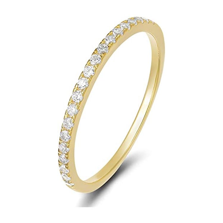 18K Yellow Gold Created White Sapphire Thin Eternity Band Plated Size 8