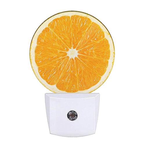 Image of Orange Slice Night Light Sweet Fruits Yellow Night Lights Plug into Wall 0.5W LED Lighting Auto on /Off for Hallway Stairway Kitchen Home Decor