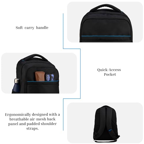 Image of F Gear Titan 32L Black Laptop Backpack for Men & Women | Fits upto 17 Inch Laptop |2 Compartments with Front Organizer & 1 Pocket | Padded Shoulder Straps & Air-Mesh Back Panel | 1 Year Warranty