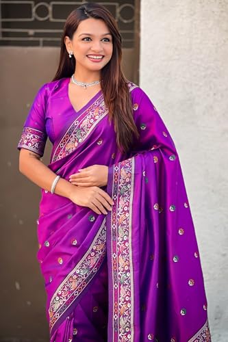 Image of SGF11 Women's Kanjivaram Pure Soft Silk Saree With Unstitched Blouse Piece