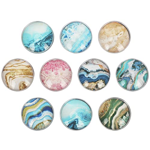 Skycase 10 Pack Refrigerator Magnets,Strong Magnetic Glass Fridge Sticker,Round Fridge Magnets Decoration For Home,Office,School,1.2 Inch-Marble Crystal #TOP12