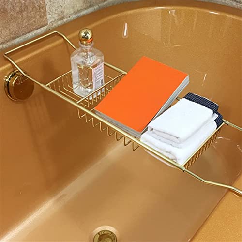 Support baignoire doré rétractable et étagère de bain multifonction pliable - 2