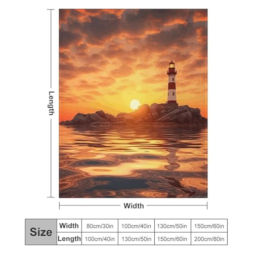 Couverture flanelle douce jeté de lit canapé phare mer - 3