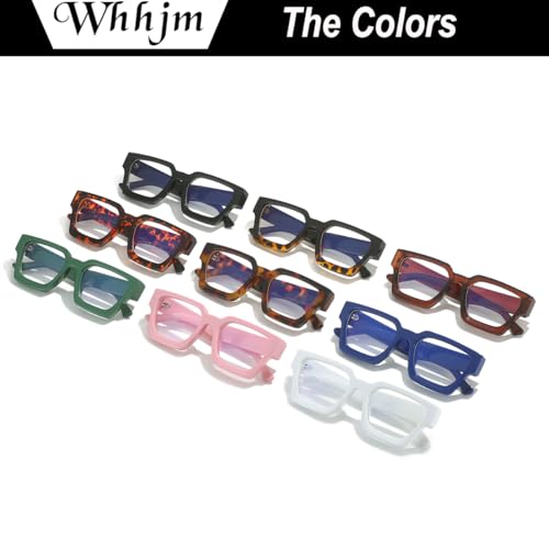 Image of Square Frame Glasses for Men Women Fashion Rectangle Computer Glasses Fake Face Glasses (White)