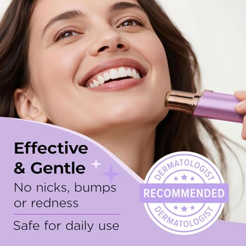 Image of Kradaa Facial Hair Removal for Women: Electric Face Razor with LED Light - Painless & Instant Results Mini Shaver for Travel Use (Purple)
