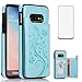 Phone Case for Samsung Galaxy S10e with Tempered Glass Screen Protector and Card Holder Wallet Cover Stand Flip Leather Cell Accessories Glaxay S 10e Gaxaly 10se Galaxies Se10 Cases Women Girl Green