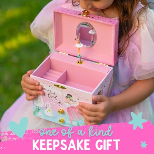 Giggle & Honey GHB1402 Musical Ballerina Jewelry Box For Girls - Kids Music Box With Spinning Ballerina, Ballet Birthday Gifts For Little Girls, Jewelry Boxes thumb #1