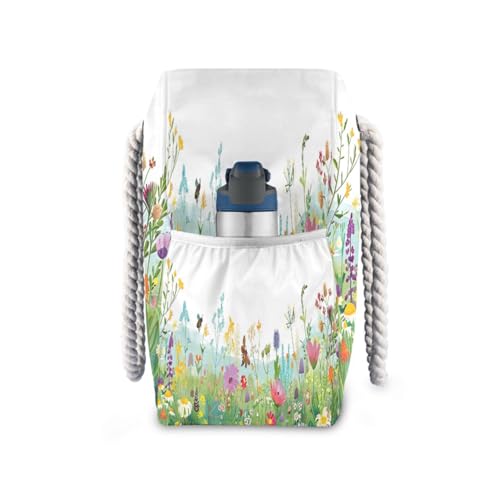 ATTX Summer Wild Flower Beach Bags for Women - Large Beach Bags with Zipper Waterproof Sandproof Swim Pool Bag Large Tote#1353