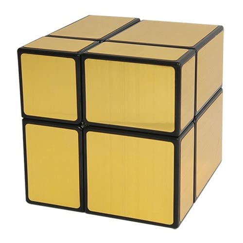 Image of Hawkister QiYi 2x2 Mirror Puzzle Cube Golden | High Speed 2x2x2 Shape-Mod | Metallic Gold Stickers & Anti-Pop Design, Smooth Turning Logic Brain Teaser for Kids & Adults Solvers