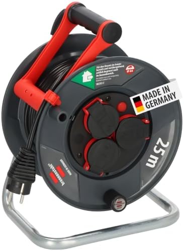 Brennenstuhl Garant V2 IP44 Kabeltrommel 25m outdoor, Kabel: H05VV-F3G1,5 | Made in Germany, Überhitzungsschutz, 3 Steckdosen, für die vorübergehende und zeitlich begrenzte Verwend