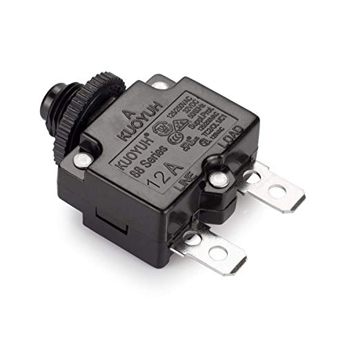 Diyhz 12Amp Circuit Breakers Thermal Overload Switch Protector 88 Series Manual Push Button Reset With Quick Connect Terminals And Waterproof Button Cap 32Vdc Or 125/250Vac 4Pcs #TOP2