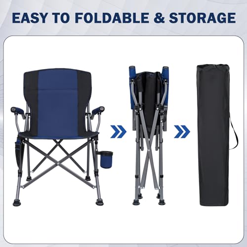 Image of MENOLY Heated Camping Chair, Portable Heated Folding Chair, Heated Seat and Back Chair with Cup Holder, 4 Large Pockets for Outdoor Activities, 3 Heat Levels, Supports 300lbs, Battery NOT Include