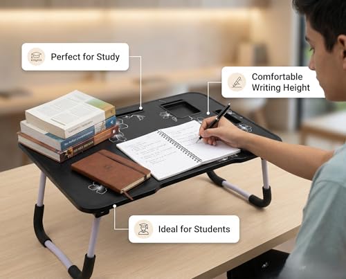 Image of Study Table Bed Table Premium Laptop Table /Foldable and Portable Wooden /Writing Desk for Office /Home /School (US Flower)