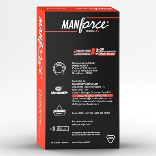 Image of Manforce Overtime 3 In 1 Orange Flavour Condoms, 10 Count