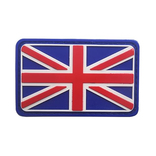 United Kingdom Flag PVC Patch DIY UK Tactical Military Morale Britain Vest Patches Badages Emblem Applique Fastener Backing Sew on for Clothing Backpack Armband Hats Jackets (Blue)