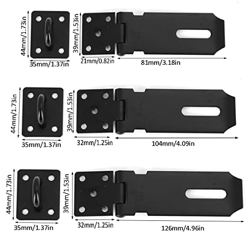 Image of 2 Pack Door Locks Hasp Latch,Stainless Steel Safety Clasp Hasp Lock Latch,Extra Thick Gate Lock Hasp with Screws Brushed Finish for Small Doors, Cabinets and More (Black, 5IN)
