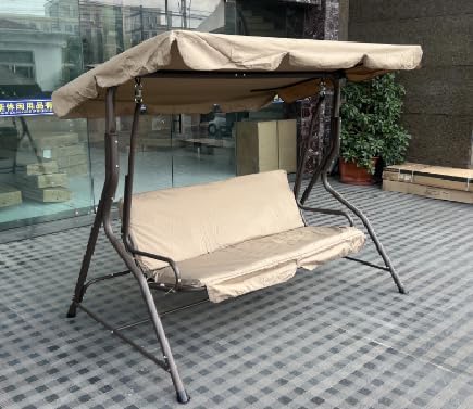 3 Seater Outdoor Patio Swing Chair with Canopy | Powder Coated Steel, Weather Resistant, Cushioned Seat, Garden Swing, 3 Person Capacity