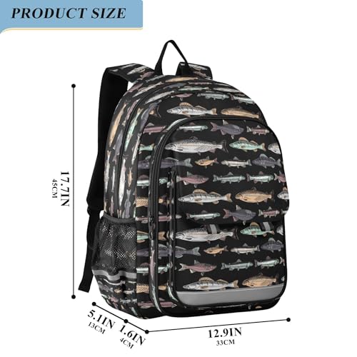 Fisyme Vintage Fish Black School Backpack Laptop Backpacks Bags Bookbag Travel Casual Computer Notebooks Daypacks2