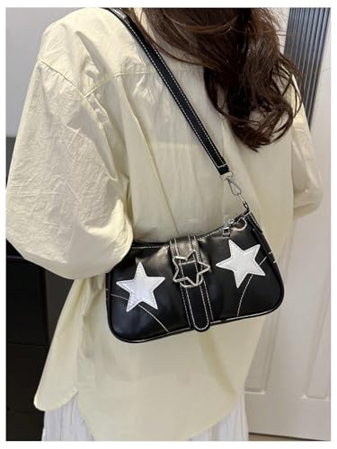 MakeMeChic Women's Star Shoulder Bag Faux Leather Buckle Zipper Punk Underarm Purse4