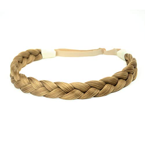 DIGUAN Synthetic Hair Braided Headband Classic Chunky Wide Plaited Braids Elastic Stretch Hairpiece Women Girl Beauty accessory, 55g aHairBeauty (#Golden Brown)