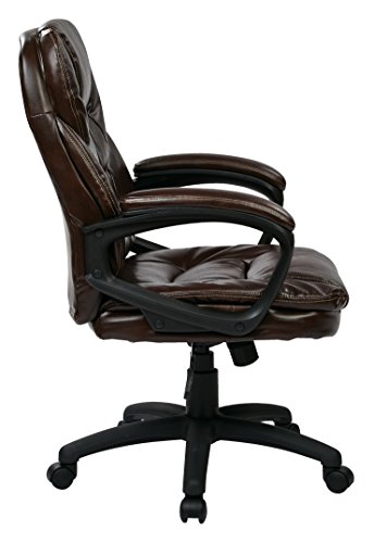 Office Star Fl Series Faux Leather Manager's Adjustable Office Chair With Lumbar Support And Padded Arms, Chocolate #TOP4