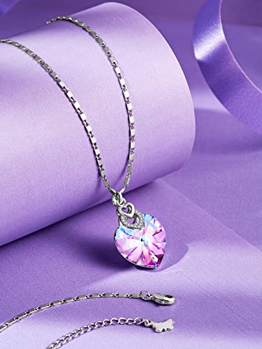 Plato H 3 Heart Crystal Necklace For Women Gifts For Her Pendant Crystal Jewelry Necklace For Girl Wedding Gifts For Anniversary Day Mother's Day Valentine’s Day Birthday #TOP2