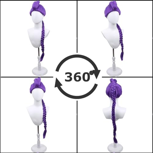 WTHCOS Long Purple Braid Wig Purple Braid Wigs for Kids Cartoon Movie Halloween Cosplay Costume Animie Wigs by WTHCOS - Image 3