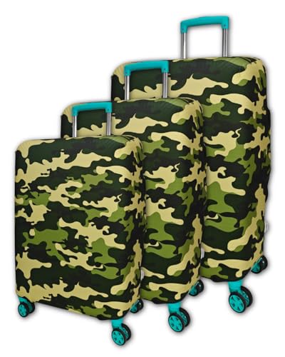 Image of Army Printed Luggage Cover for Traveling Bag & Suitcase - Stretchable & Scratchproof Trolley Protector with Velcro Lock & Lightweight Washable Material(Suitcase Not Included, Only Cover in Product)
