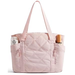 BAGSMART Crush Tote Bag for Women, 20L Puffer Work Tote with Zipper, Travel Essentials Quilted Nurse Hospital Bag