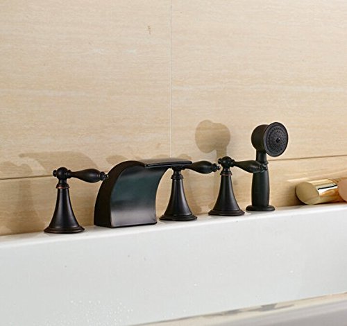 Robinetterie baignoire cascade romaine haut de gamme fini bronze huilé