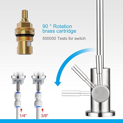 Ibergrif M22301A Drinking Water Filter Kitchen Tap,304 Stainless Steel Modern Single Lever Home Water Filter Faucet for UK, 360° Swivel, Reverse Osmosis Faucet with 2 Tap AdapterChrome