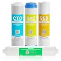Max Water 5 Micron Replacement Filter Set (10 inch x 2.5 inch) for Standard 5 Stage RO (Reverse Osmosis) Water Filter System - PP Sediment, GAC, CTO & Post Carbon