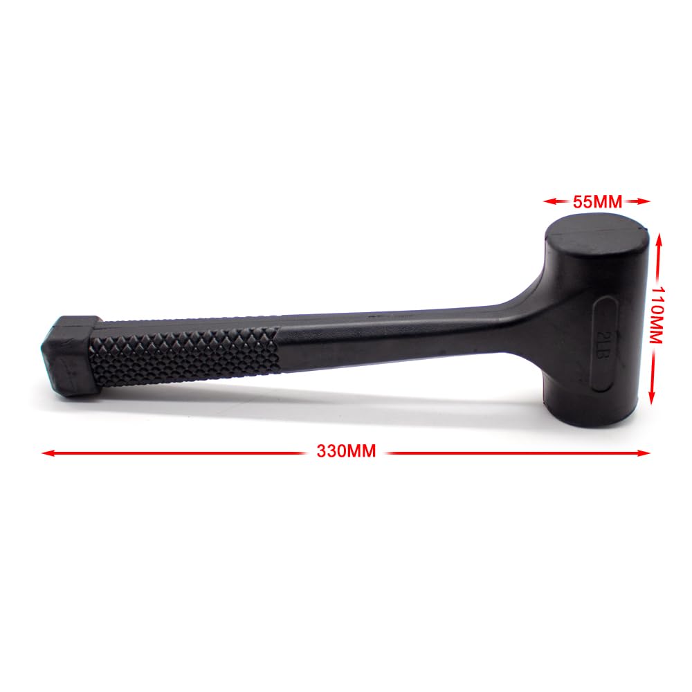 Jieotwice 2LB Non-Elastic Rubber Hammer Tile Installation Hammer Industrial Grade SBR Vibration-Proof Handheld Hammer