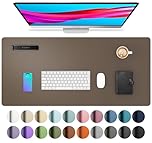 Aothia PU Leather Desk Mat,Large Mouse Mat,Non-Slip Desk Pad,Waterproof Table Protector Writing Pad for Office and Home (91x43cm, Coffee)