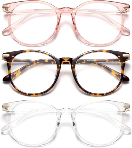 Gaoye Blue Light Blocking Glasses Retro Round - Pink & Tea Leopard & Clear