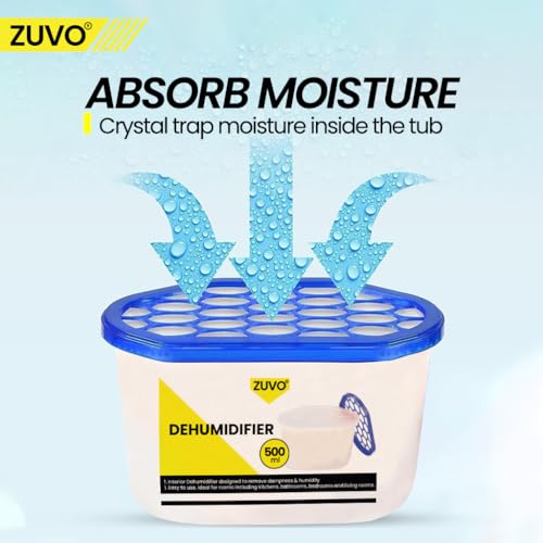 Zuvo Dehumidifier 500ml Pack of 10 | Disposable Moisture Absorber & Damp Trap for Home, Wardrobe, Bathroom | Condensation Absorbers & Humidity Control | Cupboard, Window & Interior Dehumidifiers
